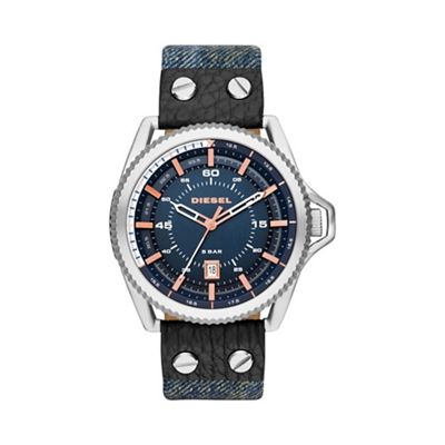 Men's 'Rollcage' blue dial & denim strap watch dz1727